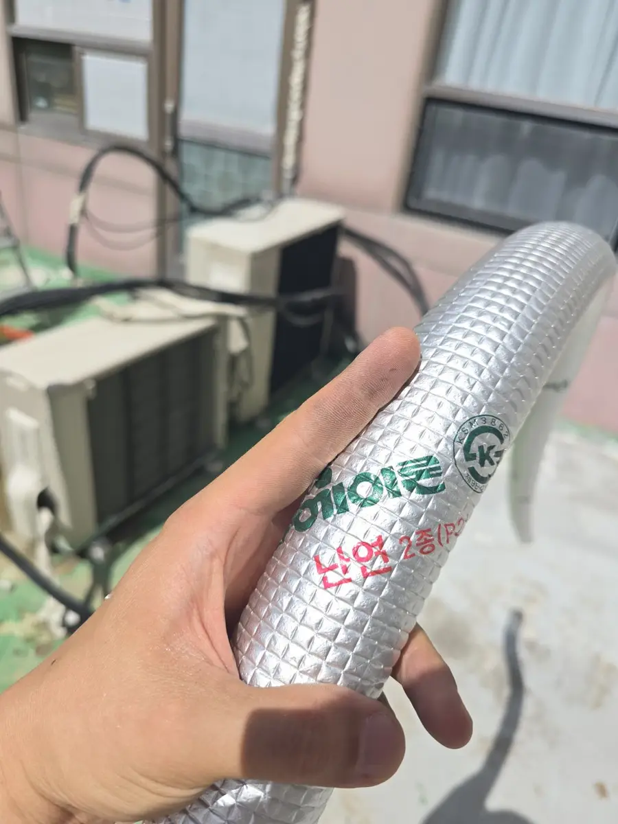 에어컨 배관 보온재 교체 재테이핑 — 시공 후